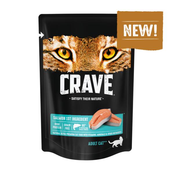 Корм консервированный полнорационный CRAVE™ для взрослых кошек с лососем
