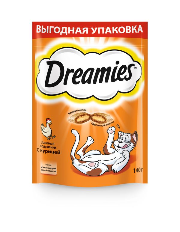 Dreamies Лакомство для кошек подушечки с курицей