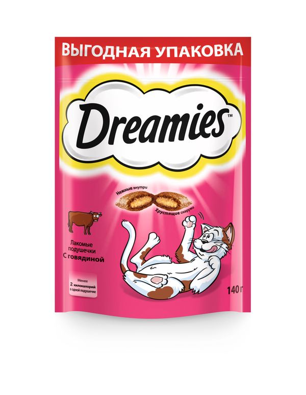 Dreamies  Лакомство для кошек подушечки с говядиной