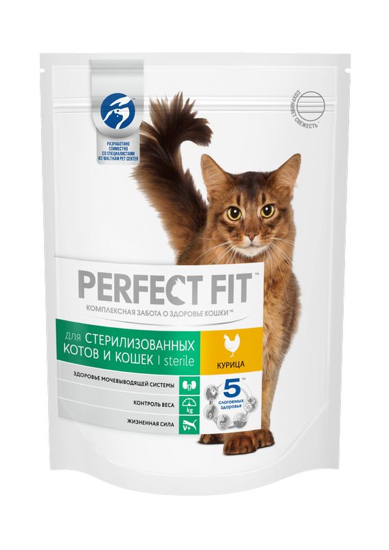 PERFECT FIT Корм сухой полнорационный "Курица" для стерилизованных котов и кошек с курицей