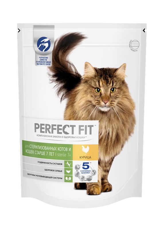 PERFECT FIT Корм сухой полнорационный "Курица" для стерилизованных котов и кошек старше 7 лет с курицей