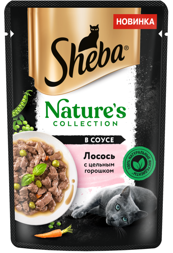 Sheba Влажный корм для кошек Nature's Collection с лососем и горохом, 75г