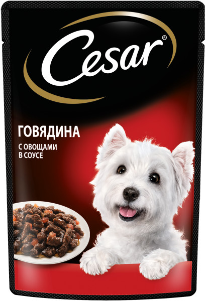 Cesar влажный корм для взрослых собак, с говядиной и овощами в соусе, 85г