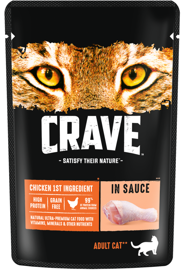 Корм консервированный полнорационный CRAVE™ для взрослых кошек с курицей в соусе
