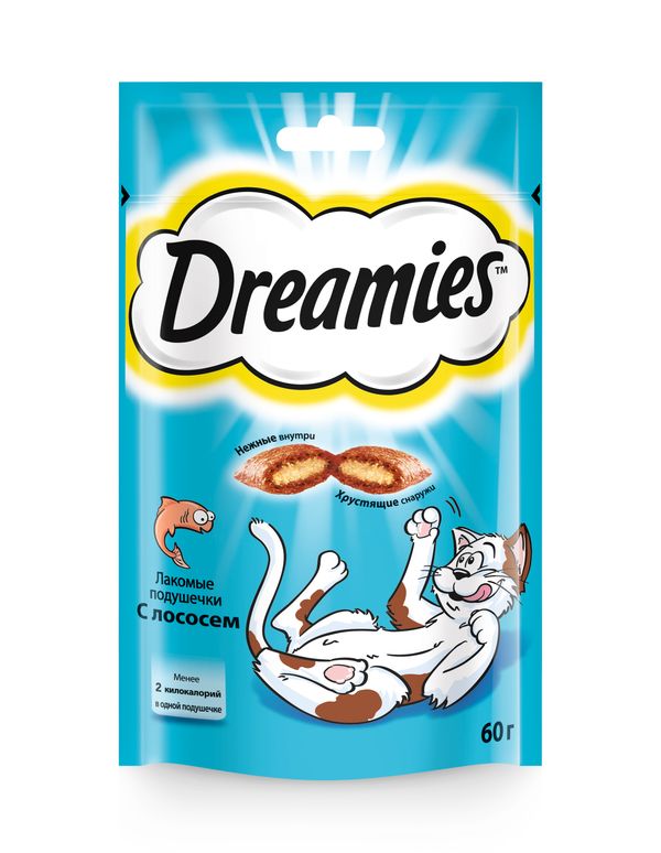 Dreamies Лакомство для кошек подушечки с лососем