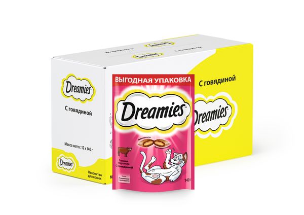Dreamies  Лакомство для кошек подушечки с говядиной