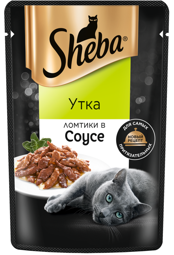  Sheba  Влажный корм для кошек Ломтики в соусе с уткой, 75г