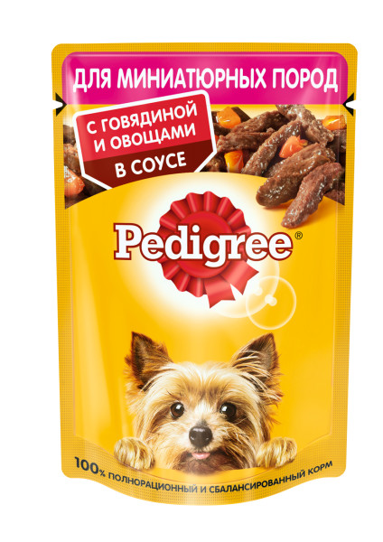Pedigree влажный корм для собак миниатюрных пород, с говядиной и овощами в соусе, 85г