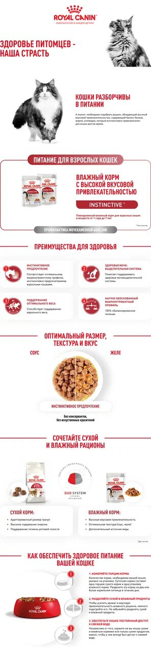 Корм Royal Canin Instinctive консервированный для взрослых кошек, желе