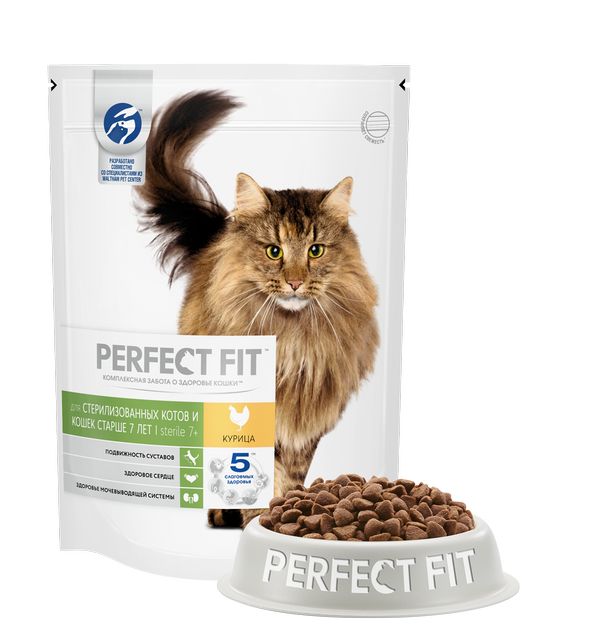 PERFECT FIT Корм сухой полнорационный "Курица" для стерилизованных котов и кошек старше 7 лет с курицей