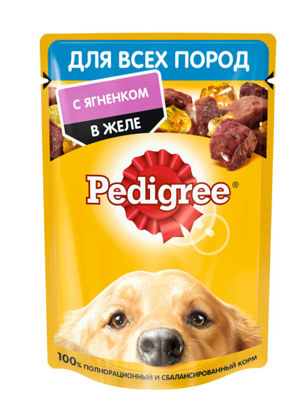 Pedigree влажный корм для взрослых собак всех пород, с ягненком в желе, 85г