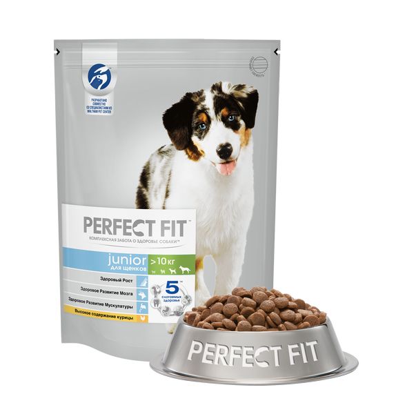 PERFECT FIT Корм сухой полнорационный с курицей для щенков средних и крупных пород